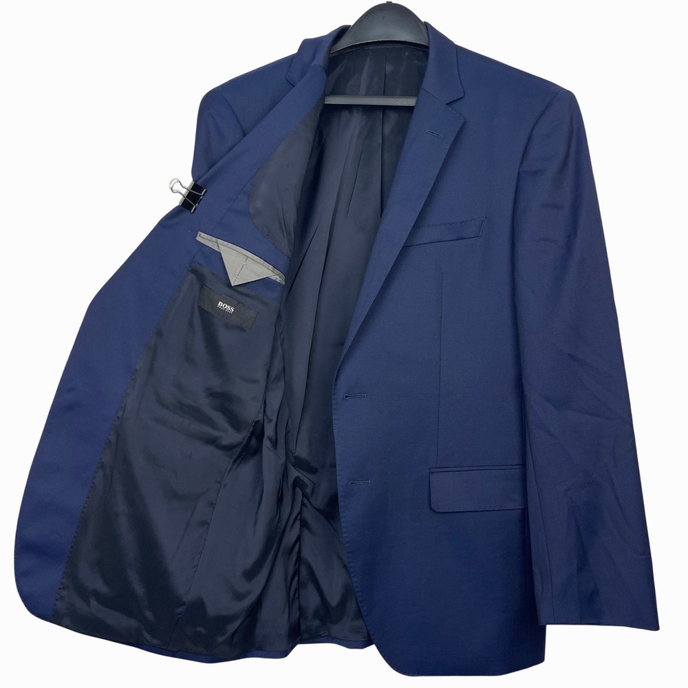 Hugo Boss Modern 40R Wool Super 120 Trabaldo Togna Blazer Coat Suit Jacket Navy - Picture 1 of 14